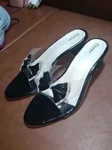 Trendy  Black Colour With Cute Bow Heals