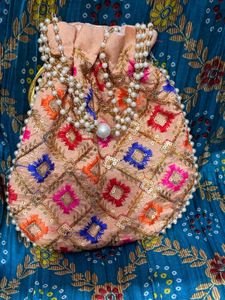 Embroidered Beaded Potli Bag