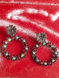 Rhinestone Flower Earrings