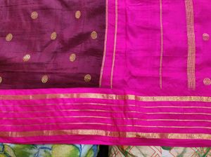 Brown and pink Silk Saree