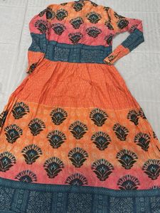 Elegant Printed Long Kurta Open button