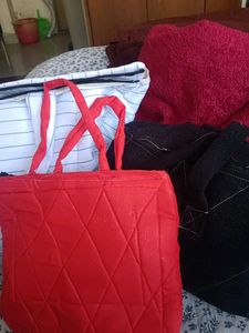 Red Quilted Tote Bag