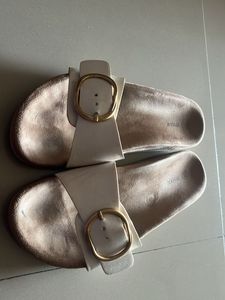 Max White Buckle Slides - Size 3