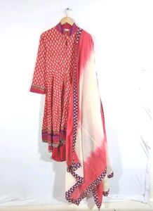 Red Printed Kurta Set (Women's)