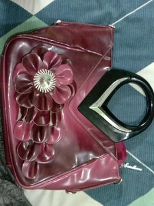 Maroon Floral Handbag