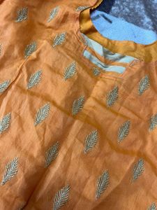 Orange Embroidered Kurta