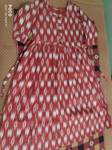 Women Cotton Red Long Kurta....