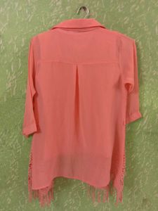 Peach Top with Lace Shrug