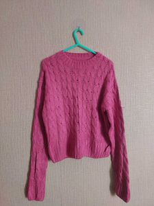 Pink Knit Cropped Sweater