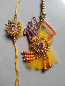 2 set Jaipuri floral Design Rakhi and lumba
