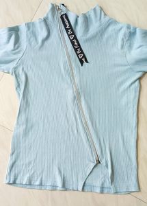 SKY BLUE FURR TOP FOR WOMEN