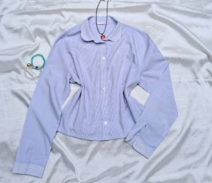 Printerest Blue Cropped Striped Shirt 💙👕
