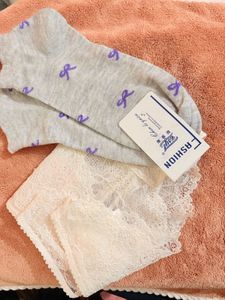 H&amp;M Lace  Briefs Set Of 2 With Socks