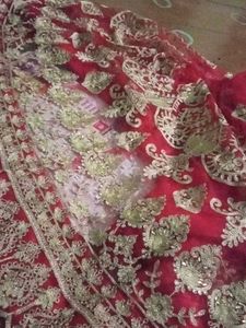 Red &amp; Gold Embellished Fabric