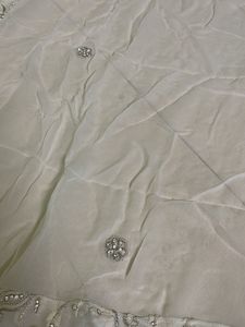 White Full Handwork Gown Wid Chiffon Dupatta