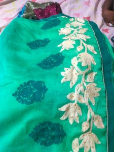 Embroidered Green Saree