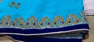 Price Drop wedding stylish blue colour saree