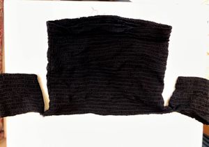 Black Smocked Off-Shoulder Top