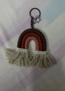 Handmade Rainbow Macrame keychain/bagcharm