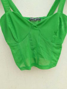 Solid Green Net Tank Top.
