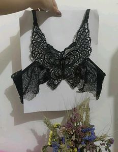 Padded Black Lace Butterfly Bralette