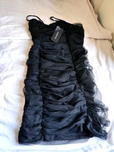 New With Tag! Black Ruched Bodycon Dress
