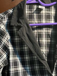 Collar Plaid Crop Blazer And Skater Skirt Set