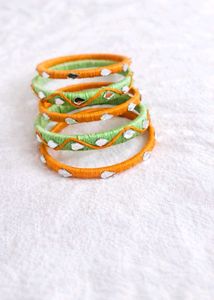 Handmade Tiranga Mirror Bangles - Set of 5