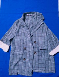 Plaid Short Sleeve Blazer