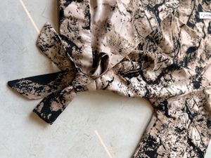 Patterned Tie-Front Blouse