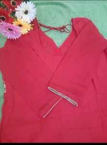 Elegant Two Embroidered Red Kurti