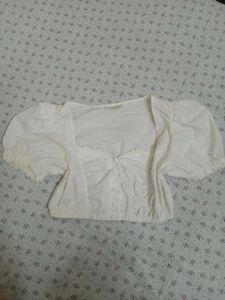 Women's White Puff Top