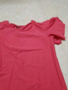 Coral Top with Flutter Sleeves