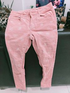 Pink Ruffle Sheer Top and Jeans