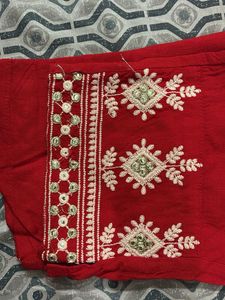 Red Embroidered Kurta Set