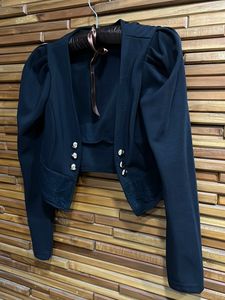 Puffed Sleeve Bolero Jacket With Lace Detail