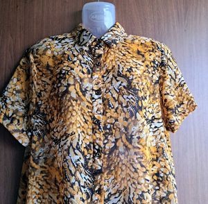 Imported Tiger Printed Top With Full Button Open