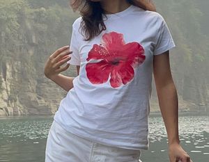 Flower Graphic Tee &amp; White Jeans