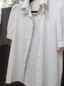 White Puff Sleeve Button Down
