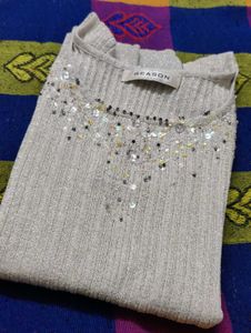 Silver Ribbed Sequin Tank Top