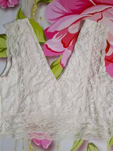 (1092)Bebe White Lace Bralette