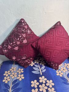 Handmade Burgundy Throw Pillows (Set of 2)