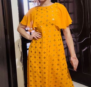 Yellow Print Maxi Dress