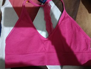 Plaid Corset Top And Pink Bralette