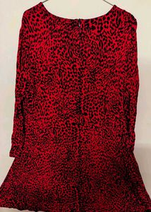 Red &amp; Black Leopard Print Dress