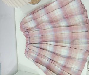 Pink Plaid  Pleated Skirt