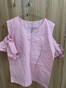 Cute Pink Checkered Top
