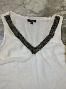White Beaded Party Top