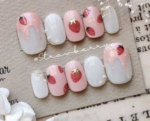 Red &amp; White Press-On Nails