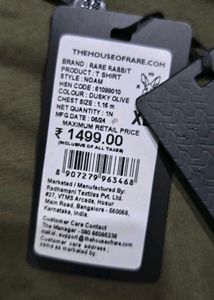 Rare Rabbit Olive Regular Fit T-Shirt, XL SIZE